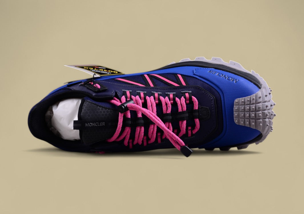 Moncler Trailgrip GTX Low – Midnight Navy & Electric Blue with Pink Accents