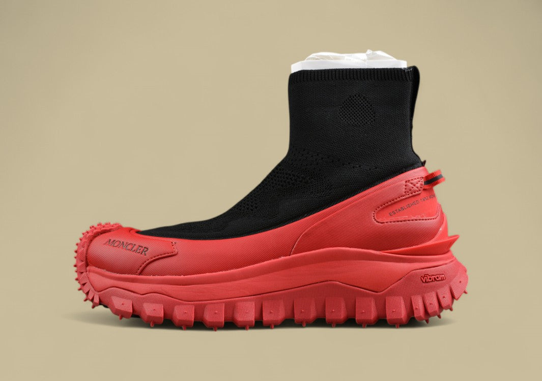Moncler Trailgrip Knit High Sneakers - Black/Red