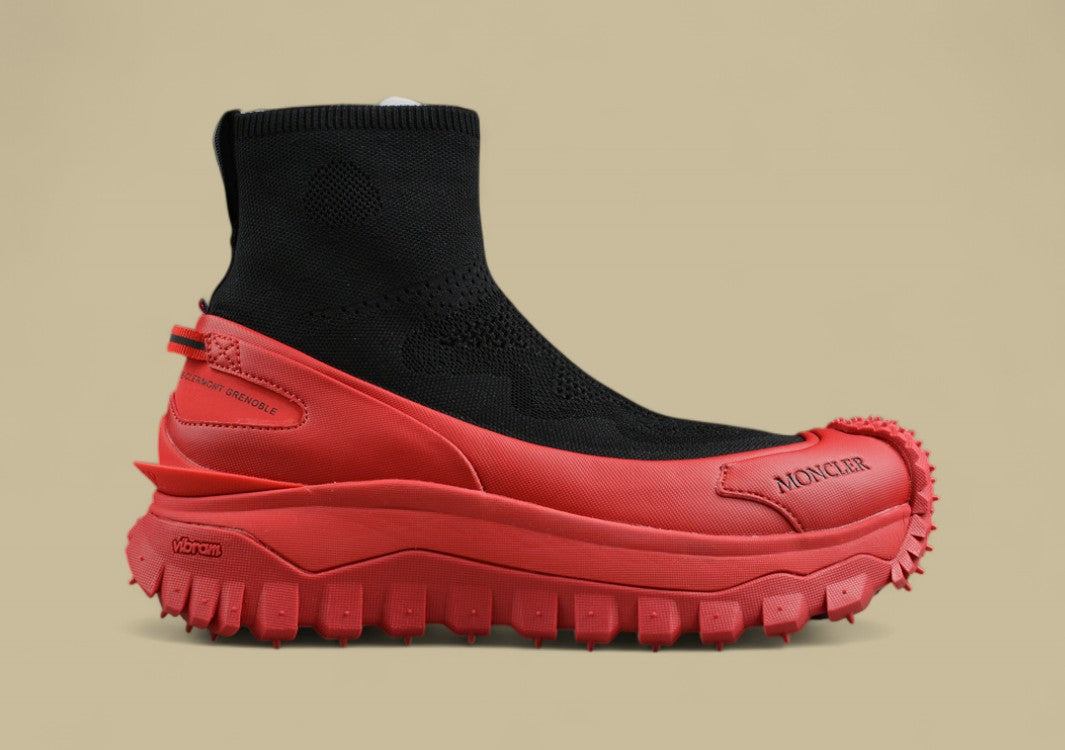 Moncler Trailgrip Knit High Sneakers - Black/Red