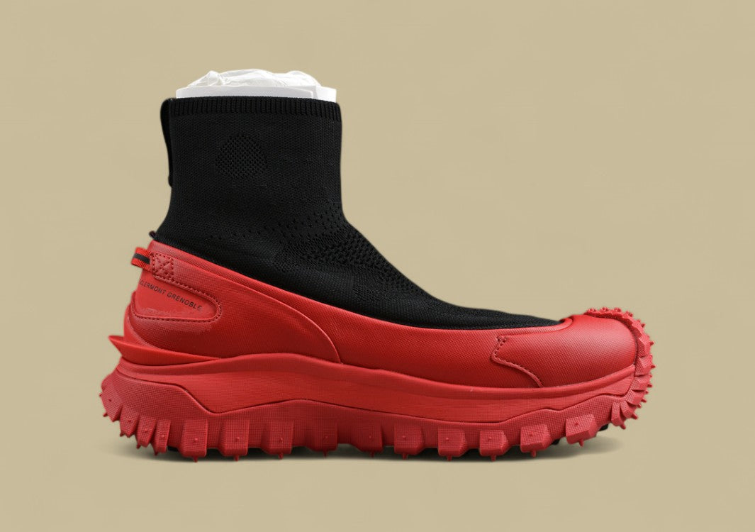 Moncler Trailgrip Knit High Sneakers - Black/Red