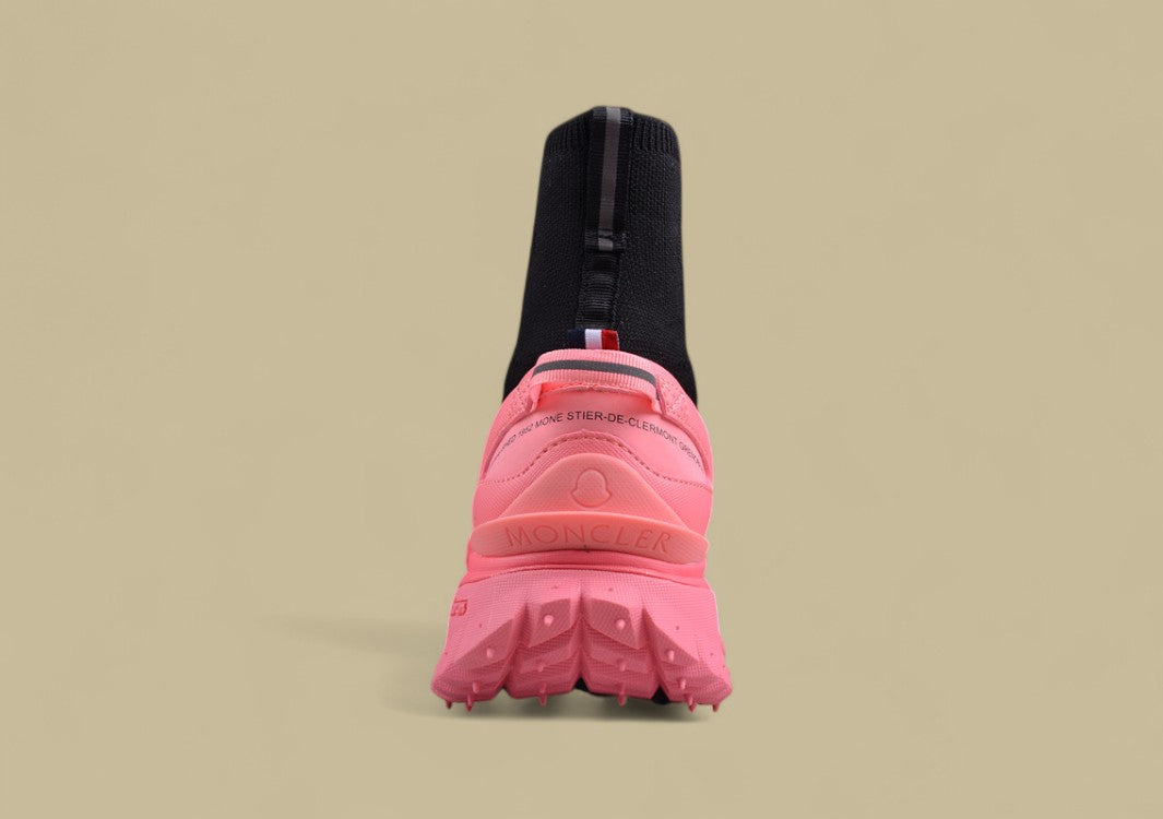 Moncler Trailgrip Knit Sock Sneaker - Black & Hot Pink Mid-Top