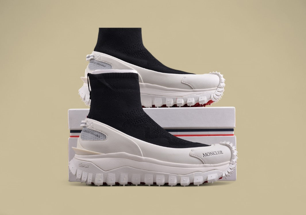 Moncler Trailgrip Knit Sock Sneaker - Black/White