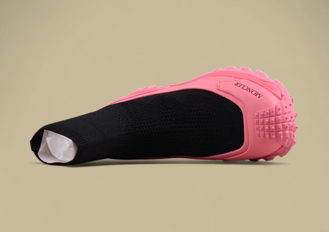 Moncler Trailgrip Knit Sock Sneaker - Black & Hot Pink Mid-Top