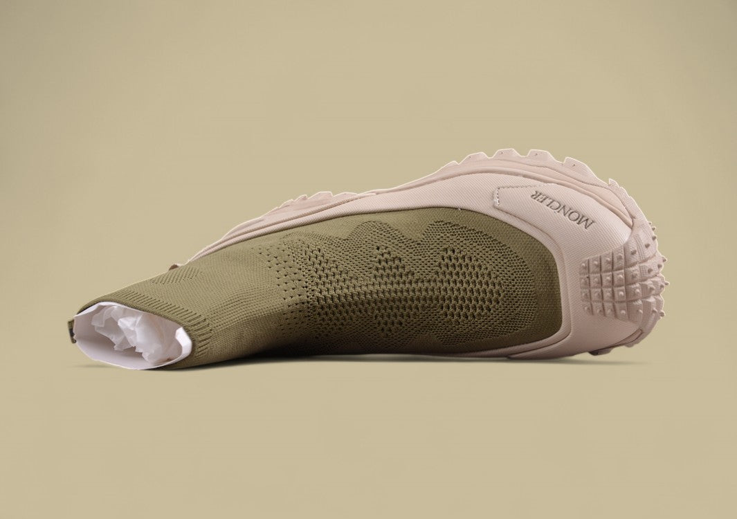 Moncler Trailgrip Knit Sock Sneaker - Olive Green & Beige Mid-Top