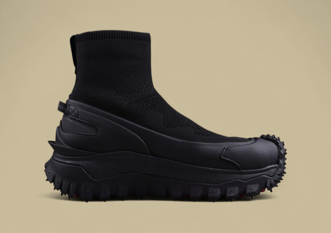 Moncler Trailgrip Knit Sock Sneaker - Triple Black Mid-Top