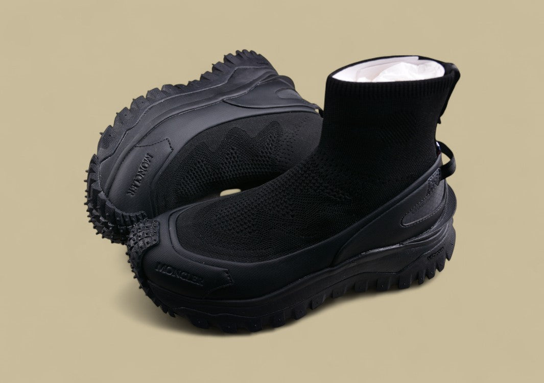 Moncler Trailgrip Knit Sock Sneaker - Triple Black Mid-Top