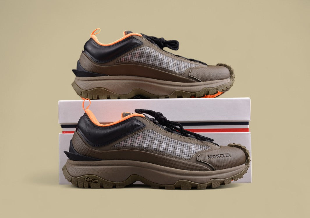 Moncler Trailgrip Lite 2 Low Sneakers - Olive/Black with Orange