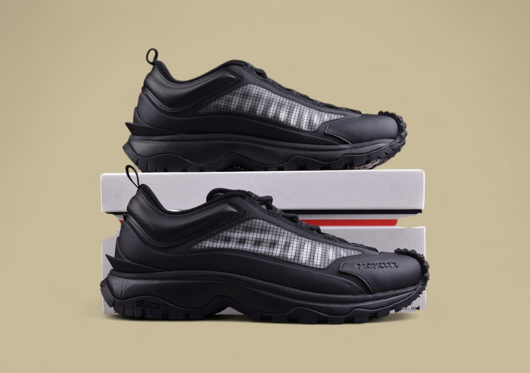 Moncler Trailgrip Lite 2 Low Sneakers - Triple Black with Grid Mesh