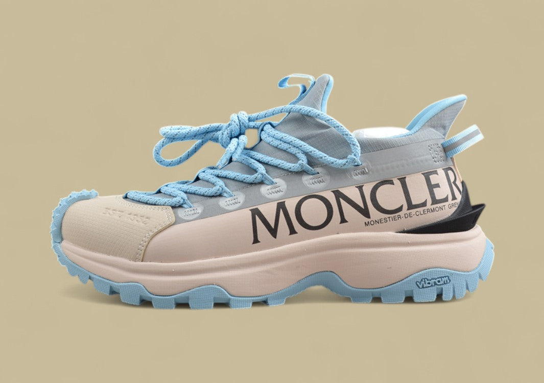 Moncler Trailgrip Lite Sneakers - Cream/Grey with Baby Blue