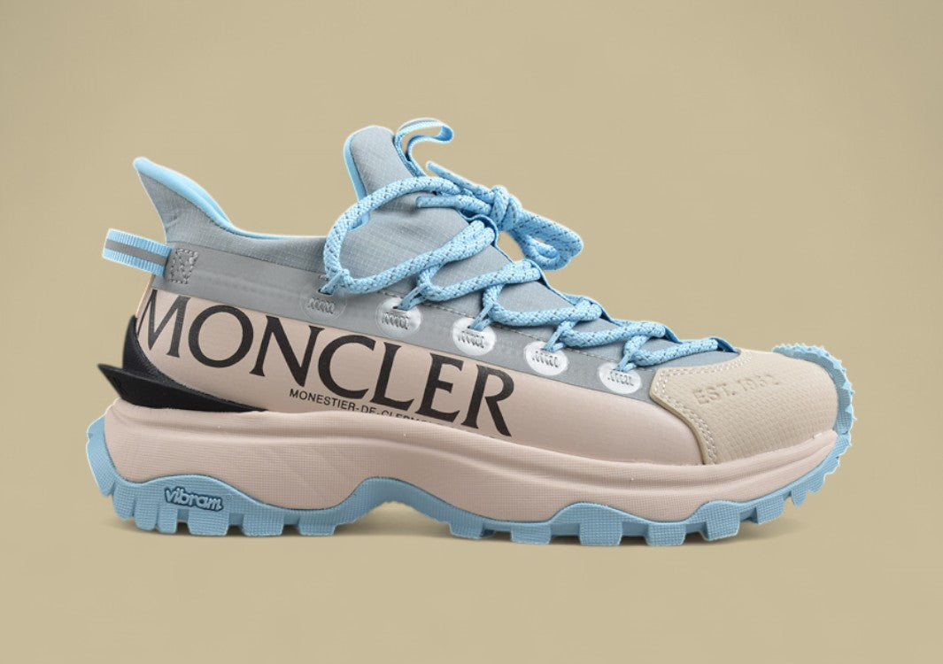 Moncler Trailgrip Lite Sneakers - Cream/Grey with Baby Blue