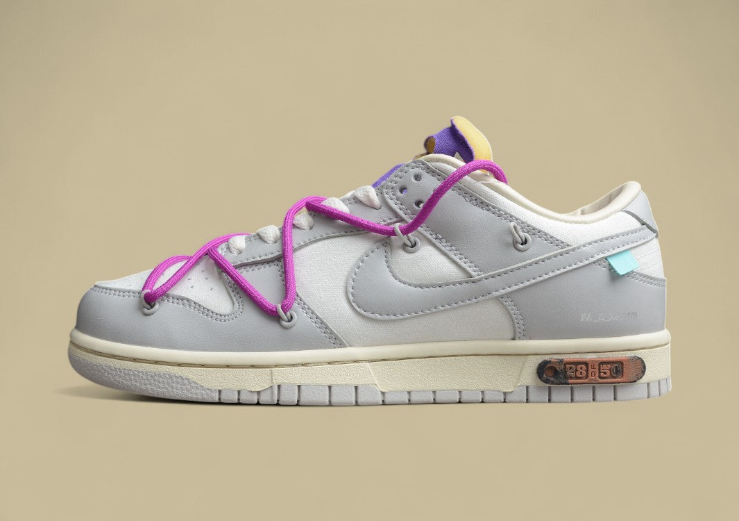 NK Dunk Low "The 50" Off-White Yellow Laces Yellow Buckle Low-Top Casual Sneakers