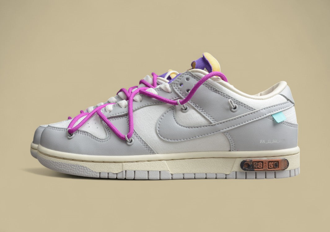 NK Dunk Low "The 50" Off-White Yellow Laces Yellow Buckle Low-Top Casual Sneakers