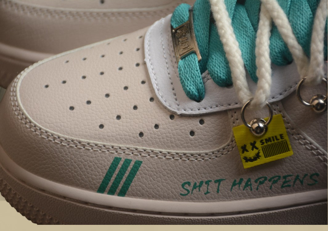 Nike Air Force 1 Low Beige Lace-up Graffiti Air Force Low-top Casual Shoes