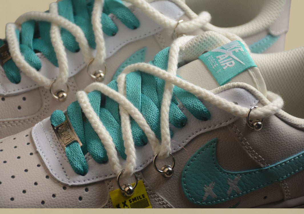 Nike Air Force 1 Low Beige Lace-up Graffiti Air Force Low-top Casual Shoes
