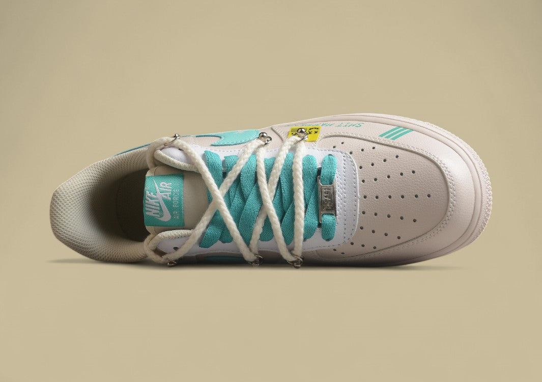 Nike Air Force 1 Low Beige Lace-up Graffiti Air Force Low-top Casual Shoes