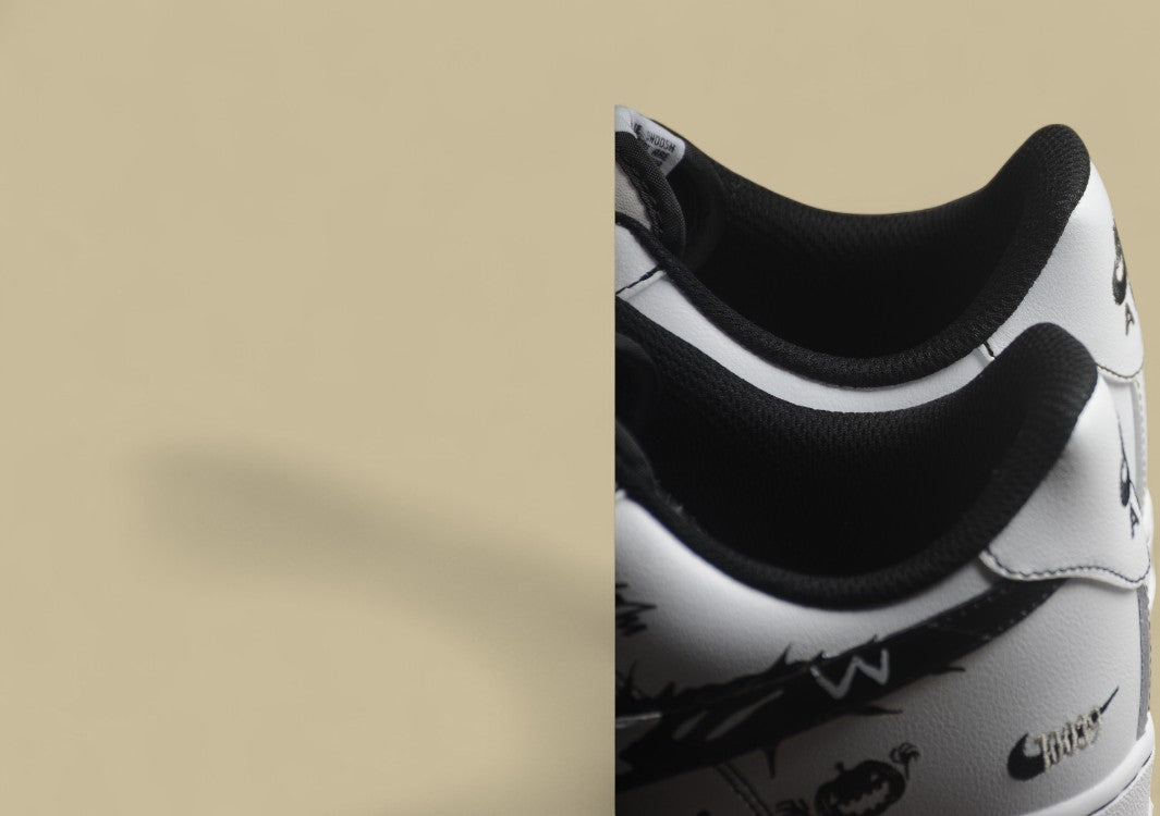 Nike Air Force 1 Low Black And White Hand-painted One Low-top Casual Sneakers