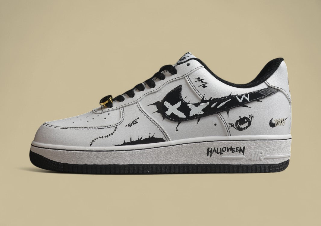 Nike Air Force 1 Low Black And White Hand-painted One Low-top Casual Sneakers