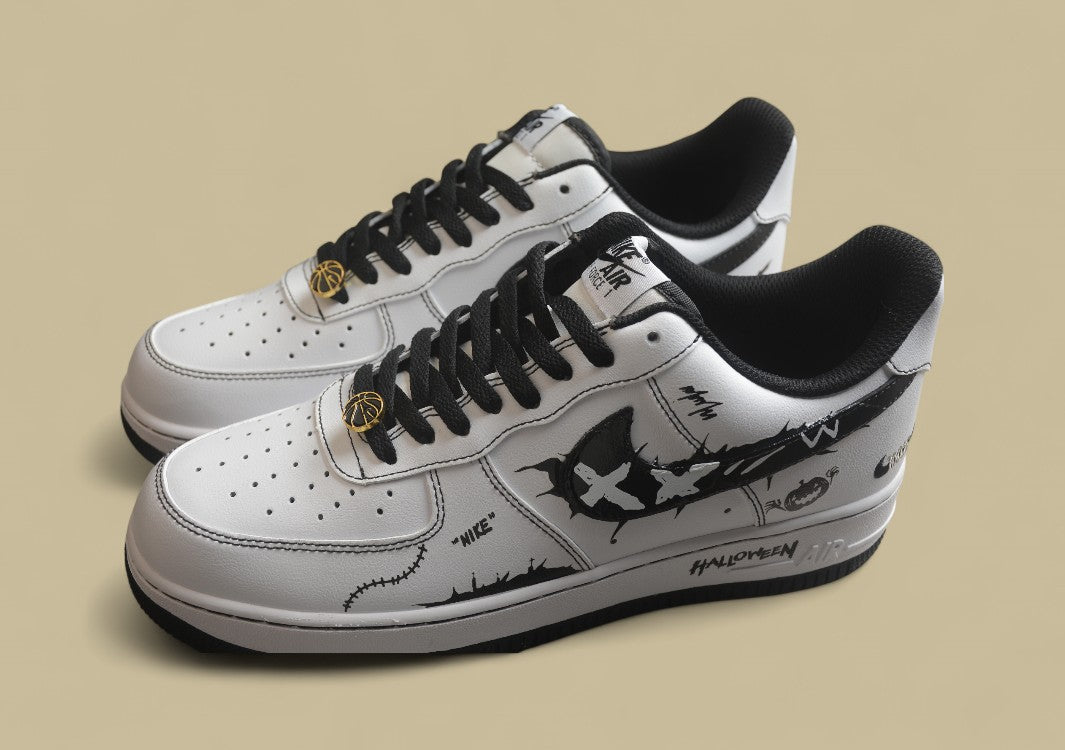 Nike Air Force 1 Low Black And White Hand-painted One Low-top Casual Sneakers