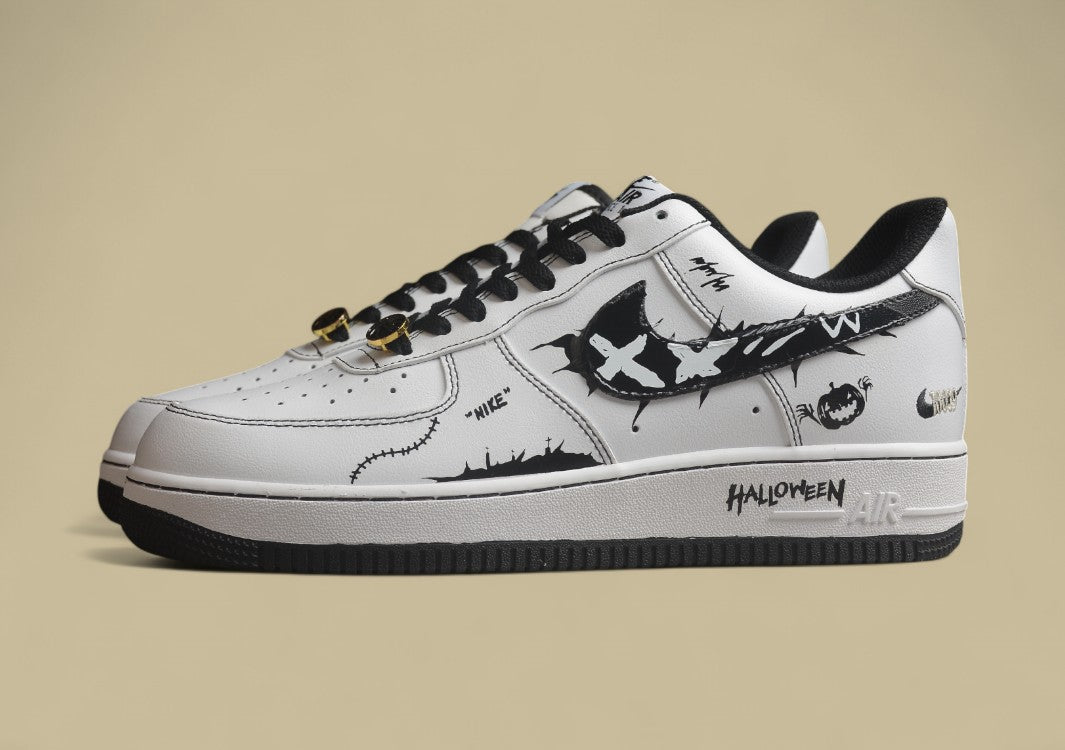 Nike Air Force 1 Low Black And White Hand-painted One Low-top Casual Sneakers