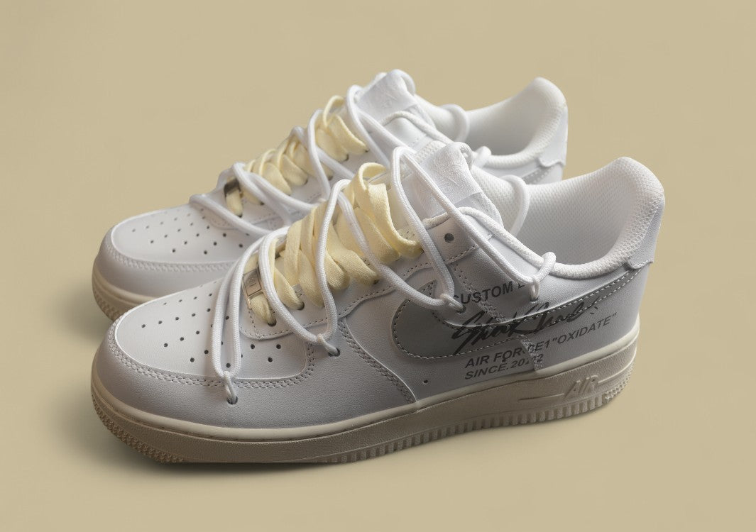 Nike Air Force Silver Hook Off Style One Lace-up Low-top Casual Sneakers