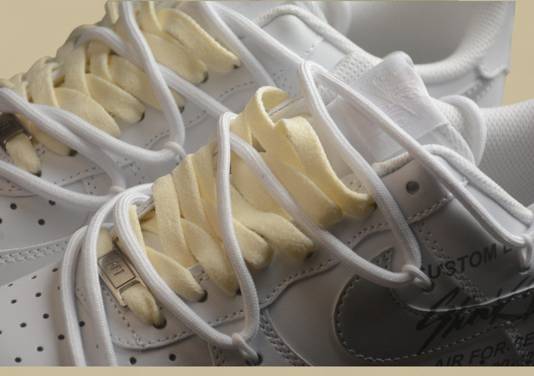 Nike Air Force Silver Hook Off Style One Lace-up Low-top Casual Sneakers