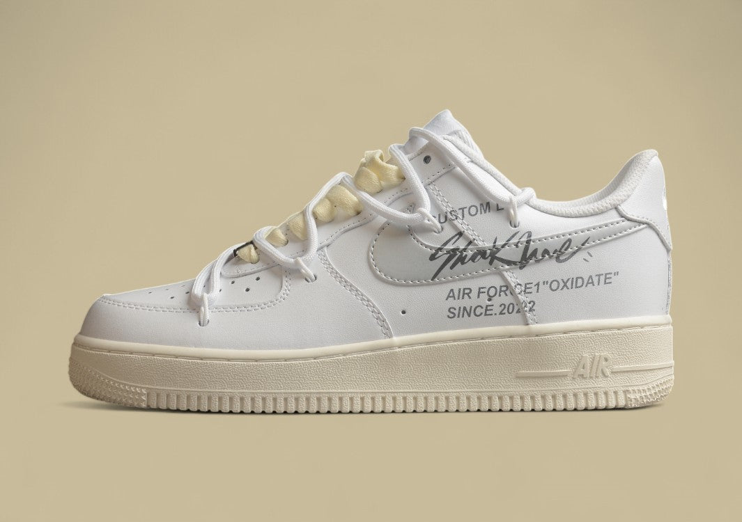 Nike Air Force Silver Hook Off Style One Lace-up Low-top Casual Sneakers