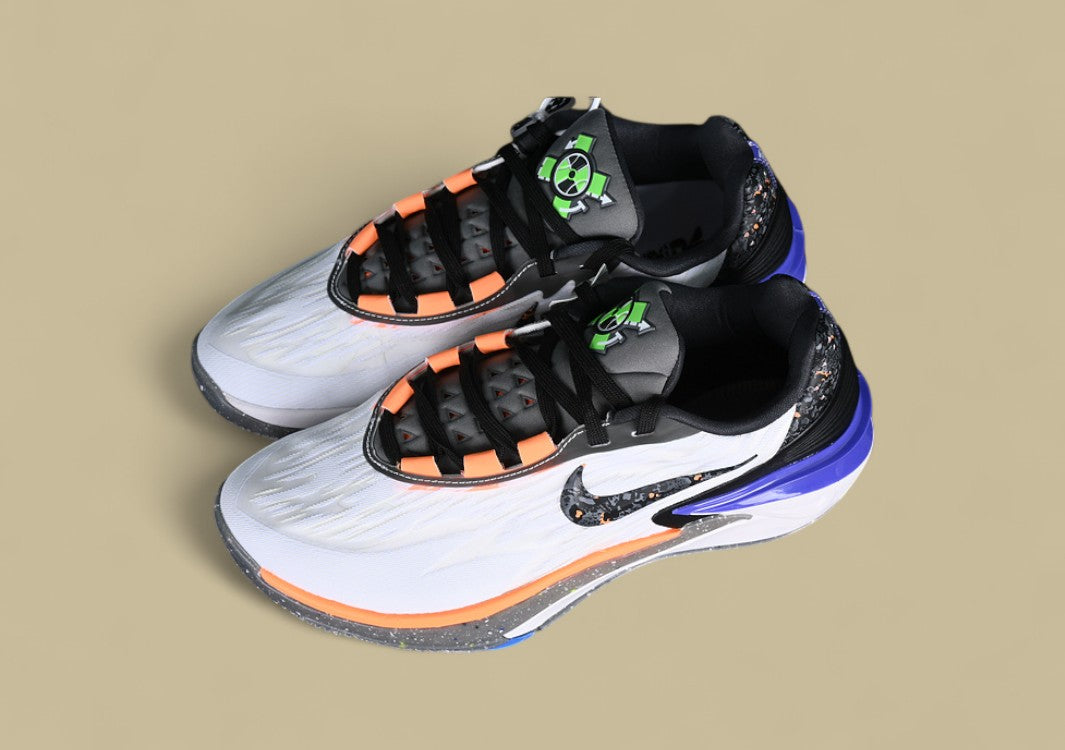 Nike Air Zoom G.T. Cut 2 EP White & Summit White with Total Orange, Pacific Blue, Green, and Black Accents