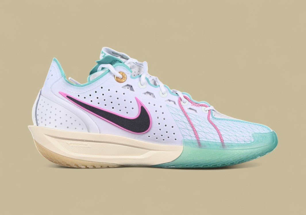 Nike Air Zoom G.T. Cut 3 EP Crisp White with Vibrant Green and Pink Pops