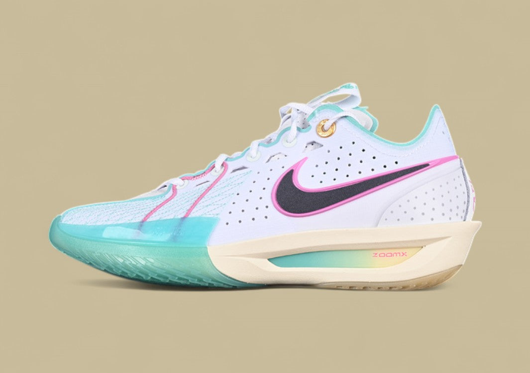 Nike Air Zoom G.T. Cut 3 EP Crisp White with Vibrant Green and Pink Pops