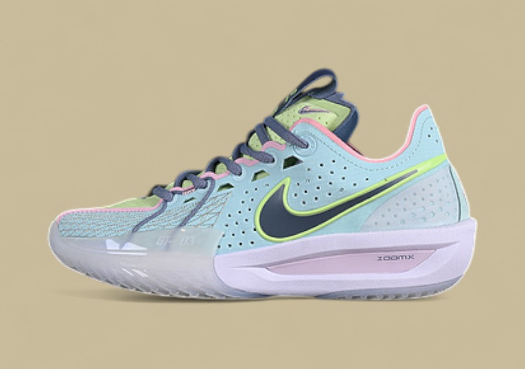 Nike Air Zoom G.T. Cut 3 EP Glacier Blue with Bright Mandarin, Ashen Slate, and Light Armory Blue Accents