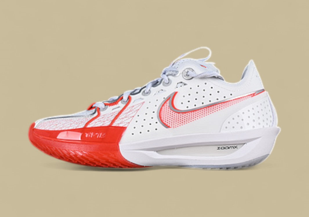 Nike Air Zoom G.T. Cut 3 EP Summit White with Picante Red, Football Grey, and Metallic Silver Accents