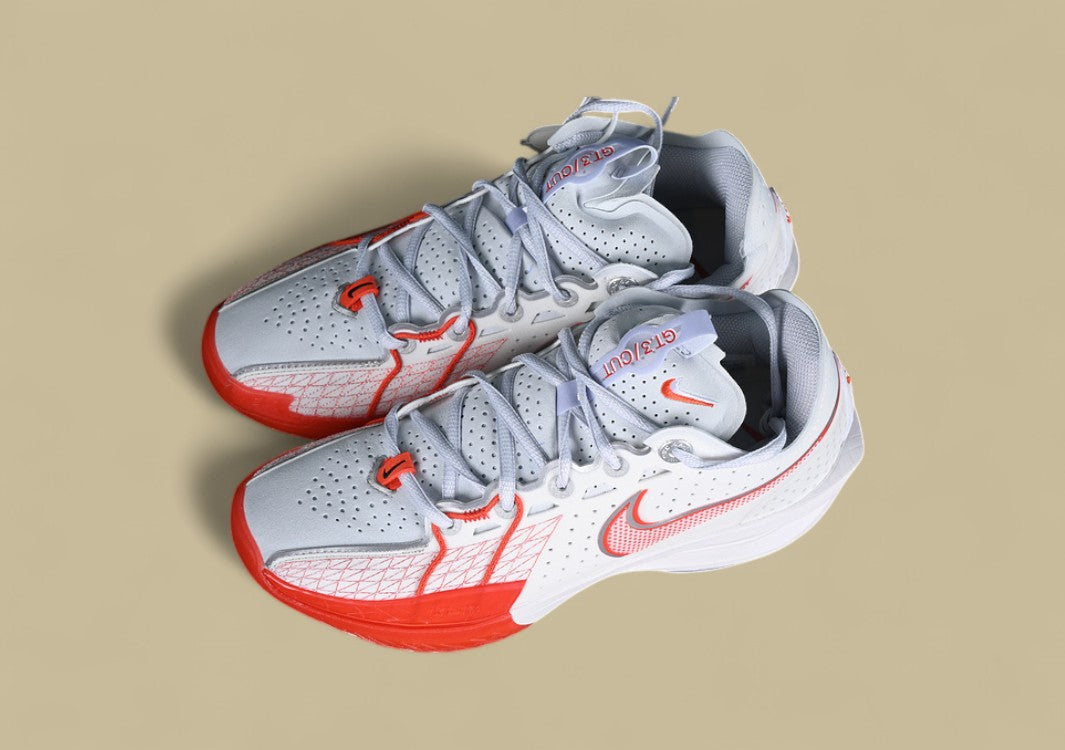 Nike Air Zoom G.T. Cut 3 EP Summit White with Picante Red, Football Grey, and Metallic Silver Accents