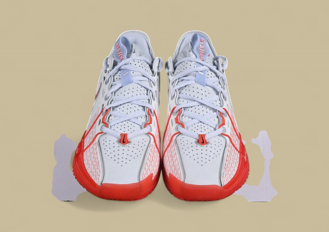 Nike Air Zoom G.T. Cut 3 EP Summit White with Picante Red, Grey, and Metallic Silver Accents