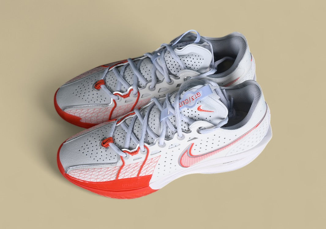 Nike Air Zoom G.T. Cut 3 EP Summit White with Picante Red, Grey, and Metallic Silver Accents