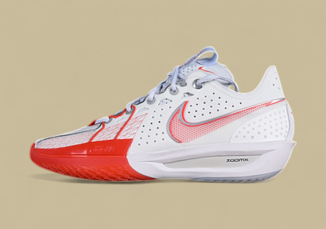 Nike Air Zoom G.T. Cut 3 EP Summit White with Picante Red, Grey, and Metallic Silver Accents