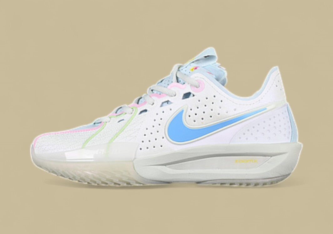 Nike Air Zoom G.T. Cut 3 EP White Base with Electric Blue and Soft Pink Accents