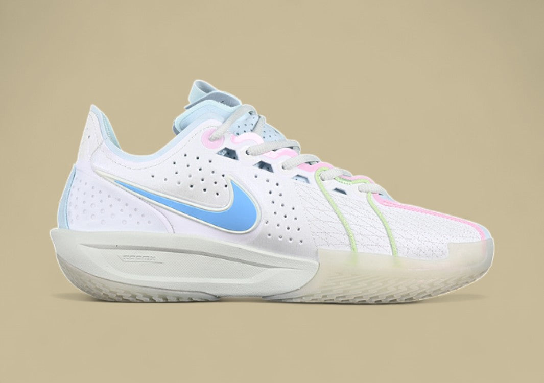 Nike Air Zoom G.T. Cut 3 EP White Base with Electric Blue and Soft Pink Accents