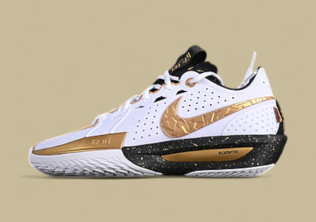 Nike Air Zoom G.T. Cut 3 EP White & Black with Striking Metallic Gold Highlights