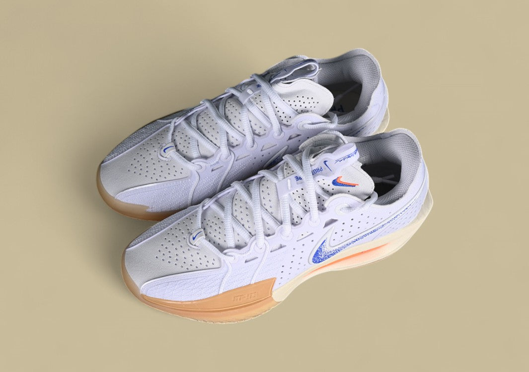 Nike Air Zoom G.T. Cut 3 EP White & Coconut Milk with Gum Yellow and Racer Blue Hits