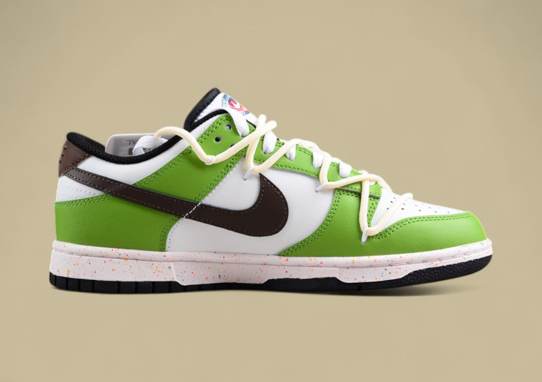 Nike Dunk Low "Multi Color Vitality" Green Brown Triple Swoosh Deconstructed Strap Shoes