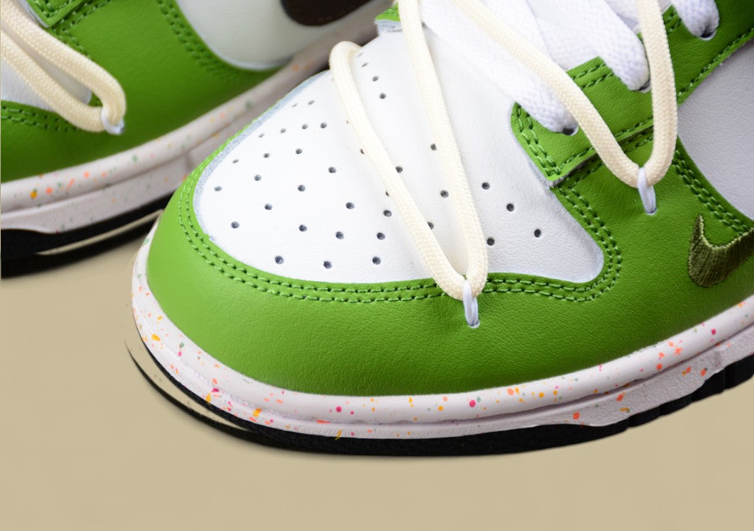 Nike Dunk Low "Multi Color Vitality" Green Brown Triple Swoosh Deconstructed Strap Shoes