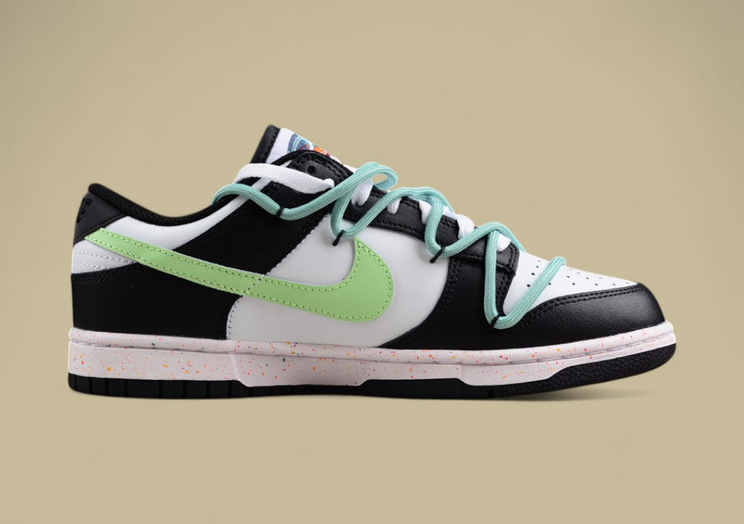 Nike Dunk Low "Multi Color Vitality" Green Custom Three-Swoosh Deconstructed Sneakers