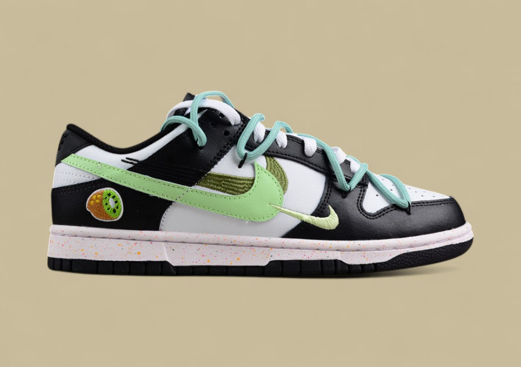 Nike Dunk Low "Multi Color Vitality" Green Custom Three-Swoosh Deconstructed Sneakers