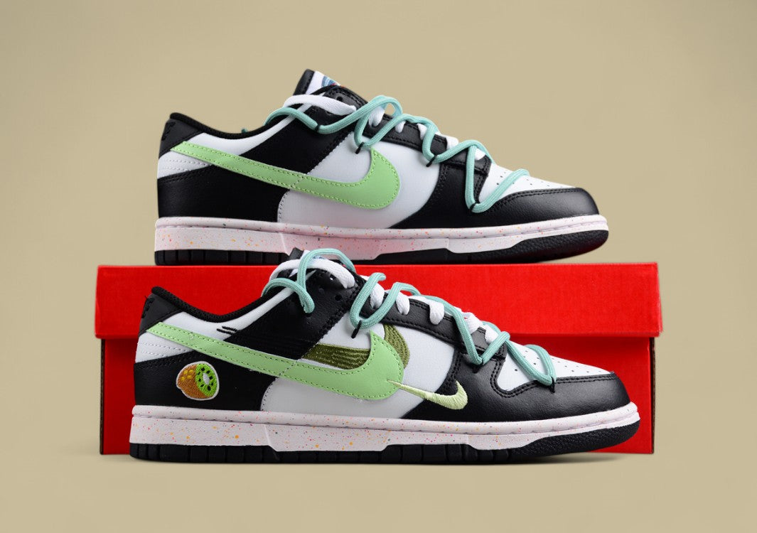 Nike Dunk Low "Multi Color Vitality" Green Custom Three-Swoosh Deconstructed Sneakers