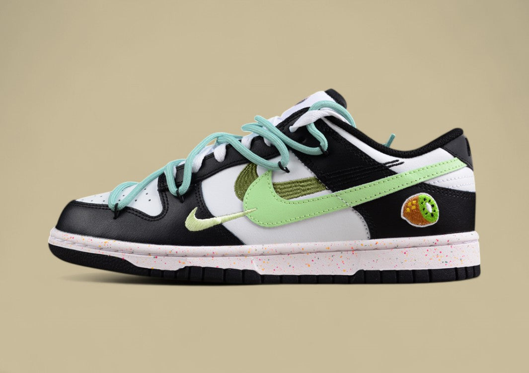 Nike Dunk Low "Multi Color Vitality" Green Custom Three-Swoosh Deconstructed Sneakers