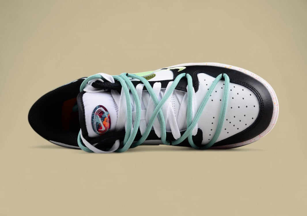 Nike Dunk Low "Multi Color Vitality" Green Custom Three-Swoosh Deconstructed Sneakers