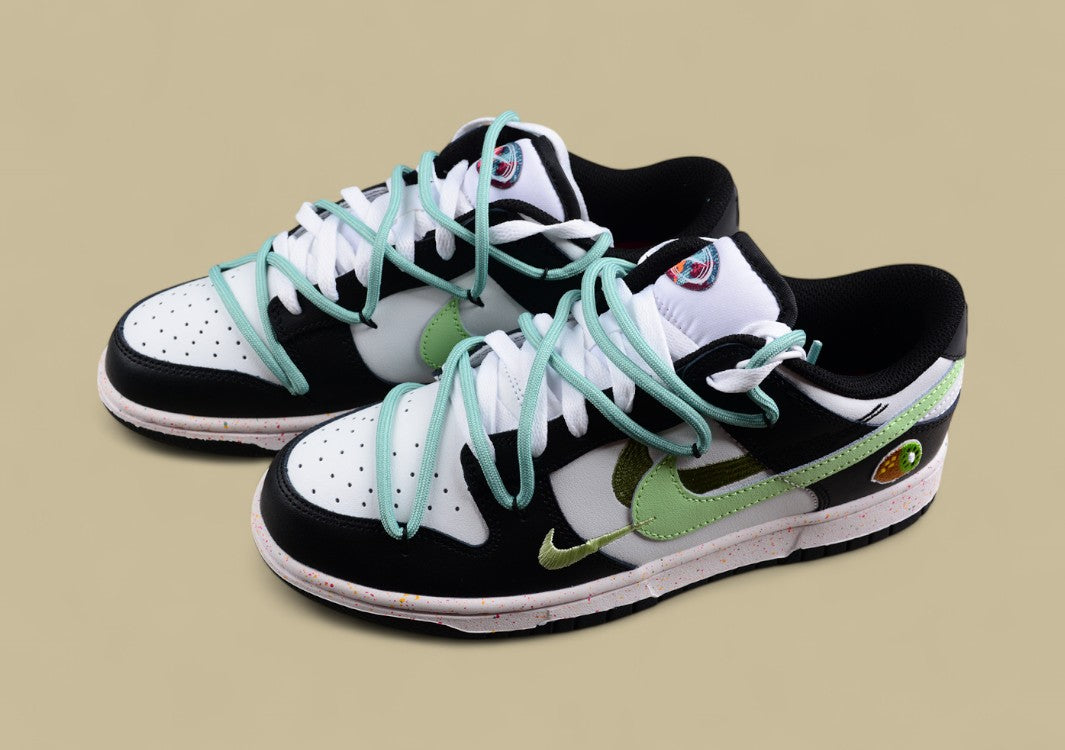 Nike Dunk Low "Multi Color Vitality" Green Custom Three-Swoosh Deconstructed Sneakers