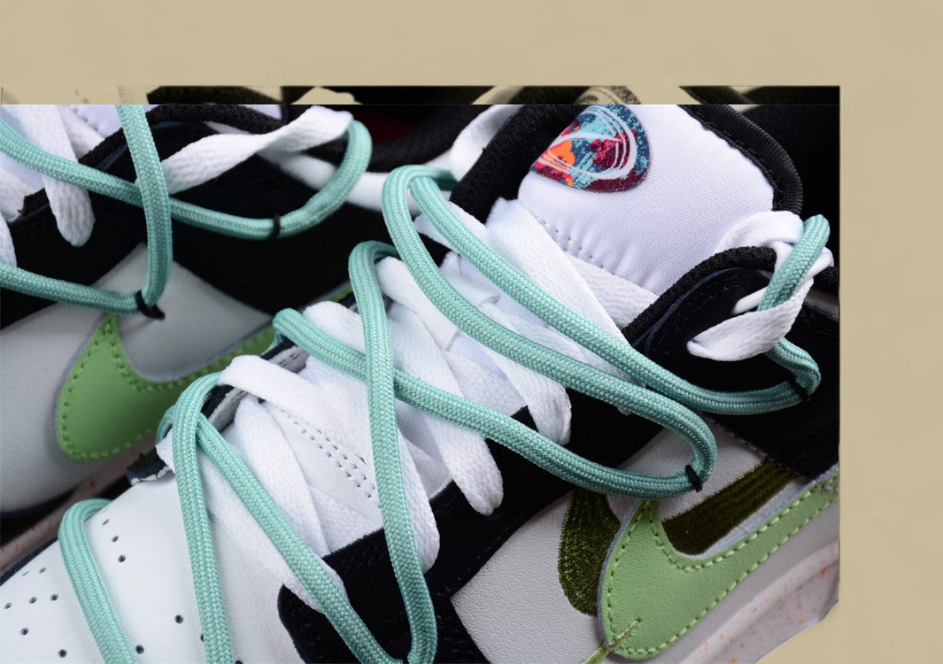 Nike Dunk Low "Multi Color Vitality" Green Custom Three-Swoosh Deconstructed Sneakers