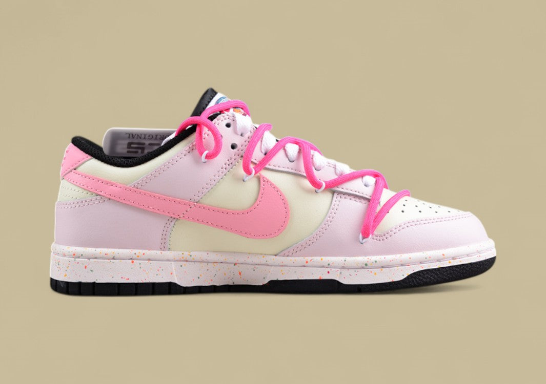 Nike Dunk Low "Multi Color Vitality" Pink Red Triple Swoosh Deconstructed Strap Sneakers