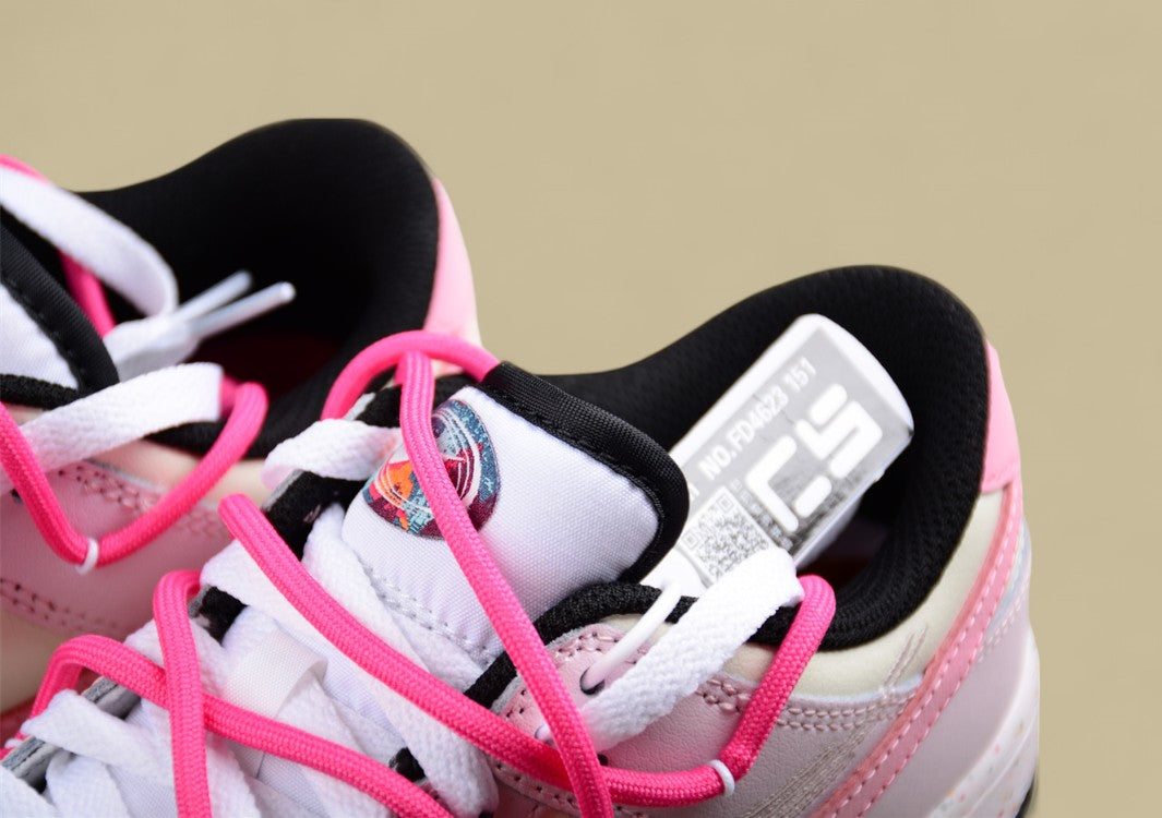 Nike Dunk Low "Multi Color Vitality" Pink Red Triple Swoosh Deconstructed Strap Sneakers